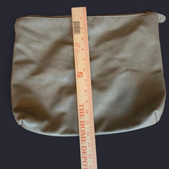 Free People Vegan Leather Large Zip Clutch Bag - -Soft, Gray Taupe - Picture 6 of 8